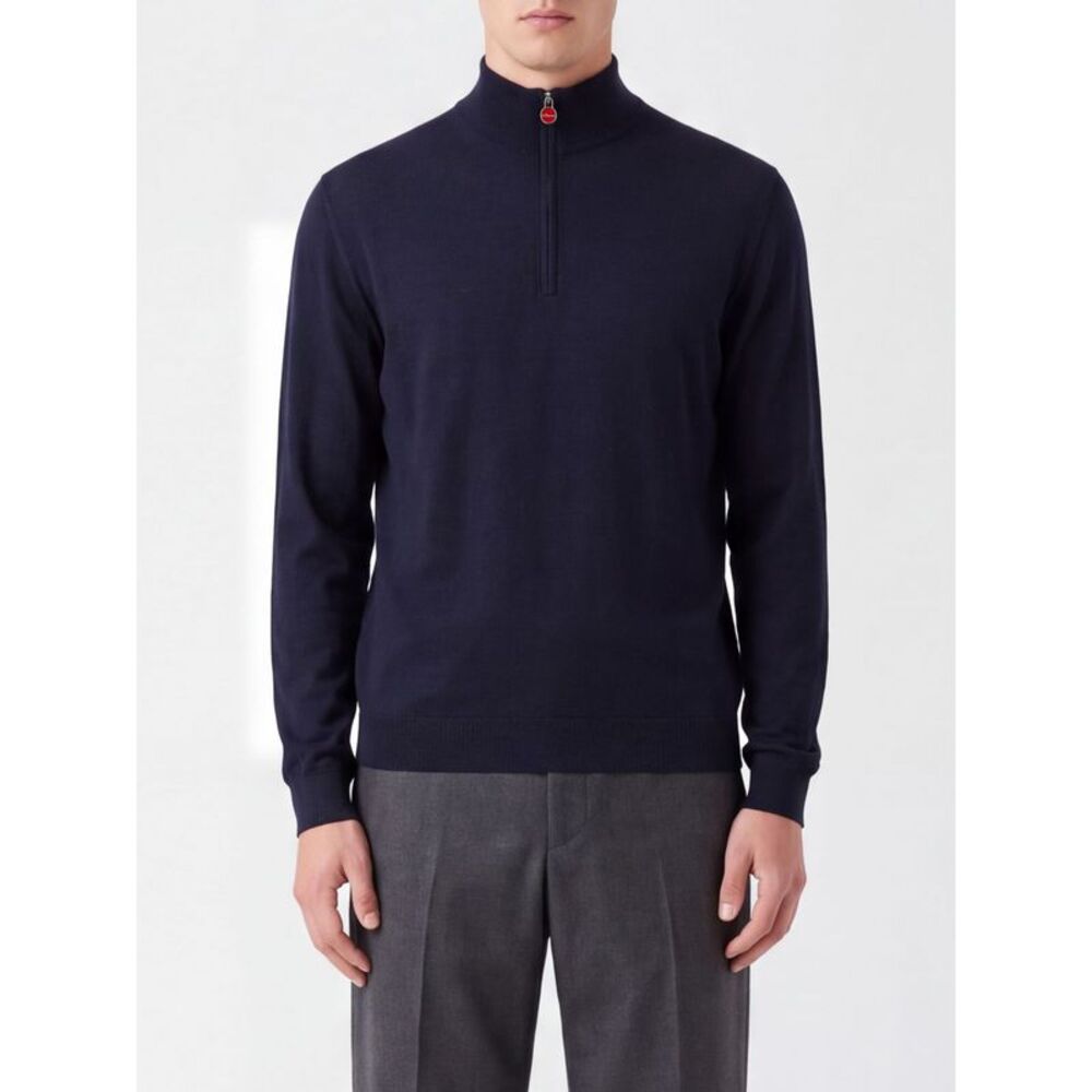 Kiton Men Kiton Pure Wool Half-Zip Roll Neck Jumper With Ribbed Trims